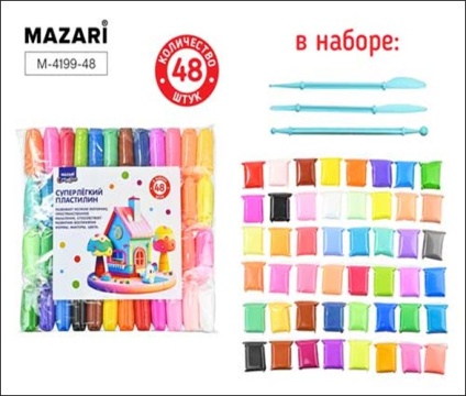 Пластилин супер легкий  48цв*13гр, 3 стека
