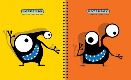 Тетрадь А5  96л кл./лин. гребень ПЗБМ перевертыш "Кляксоиды" УФ твин.лак., белизна 100%