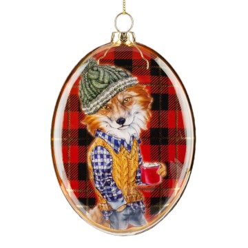 Украшение ErichKrause Decor Лис-хипстер медальон 12см, стекло