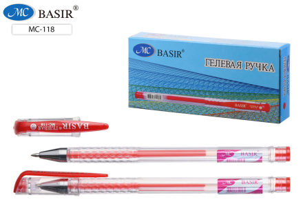 Ручка гелевая. Прозр.корпус. 0,5 мм. КРАСНАЯ