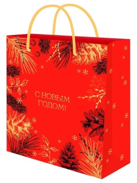 Пакет подар. бум. новогодн. 26*32*13см, 190 гр/м "Дух праздника"