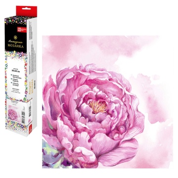 Мозаика алмазная по номерам на холсте (в рулоне) 30*30см "Розовый пион"