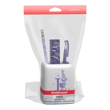 Набор настольный пластиковый ErichKrause Forte, Lavender, белый с фиолетовой вставкой