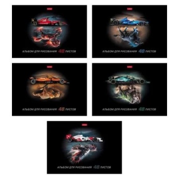 Альбом А4 48л скоба "Animal power" пл. 100 гр/м, 5диз.в блоке,выб.лак.