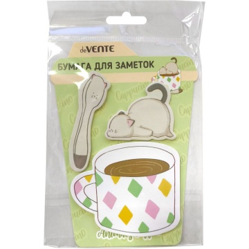 Набор бумаги с липким краем "deVENTE. Animals Coffee. Cat" 80x68 мм, 72x23 мм и 54x35 мм, 3x20 л.