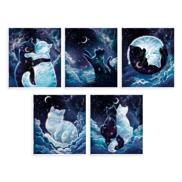 Тетрадь А5 96л кл. Феникс+ "Ночные коты" выб.твин-лак, 5диз.в блоке, бел.100%