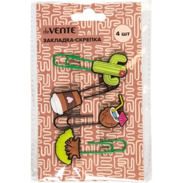 Закладка-скрепка "Enjoy traveling" метал. 60*30 мм ,  4шт.в уп., ассорти
