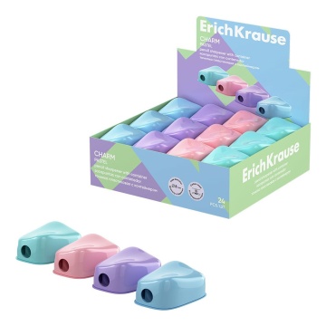 Точилка пласт. с контейнером 1 отв. Charm, Pastel, ассорти