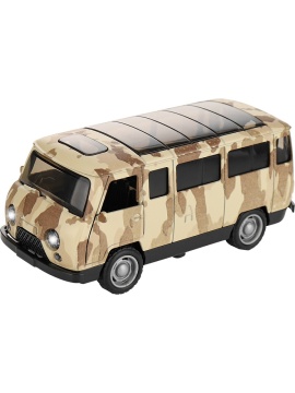 Машинка металл. 12см, свет/звук, 3 открыв. двери, коричневый, инерционный механизм