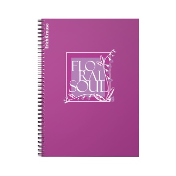 Тетрадь общая с пластиковой обложкой на спирали ErichKrause Floral Soul, А4, 80 листов, клетка