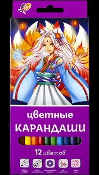 Карандаши цветные шестигранные "Аниме" 12 цветов (сиреневый)