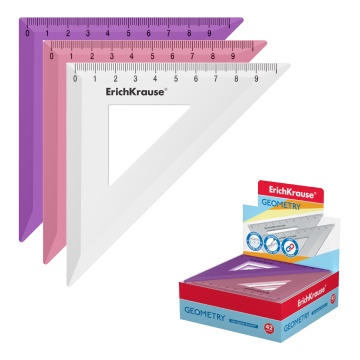 Угольник пластиковый ErichKrause Карамель, 45/9см, ассорти (в коробке-дисплее по 42 шт)