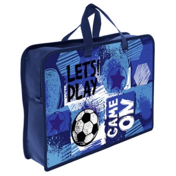 Папка для тетрадей. А4. Пластиковая, с ручками. СИНИЙ ФУТБОЛ