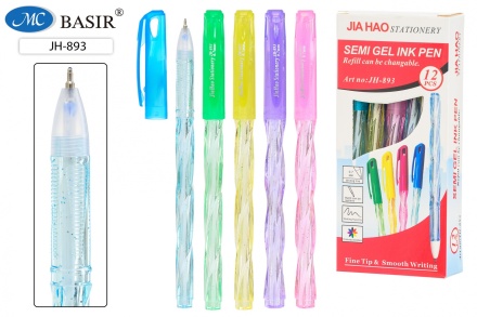 Ручка шариковая с чернилами на масляной основе: винтовой фигурный, цветной прозрачный корпус .ассорти., яркий колпачок; 0,7 mm, цвет чернил синий.