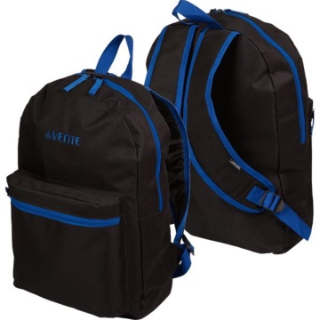 Рюкзак подростковый 40*29*17см deVENTE "Black" , 1 отд, 1 пер.карм, черный с синим