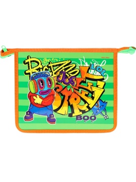 Папка д/тетрад. А5 (250*194*19) 1отд. молния сверху, лам.картон+пластик "Граффити и монстрик"