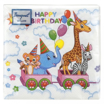 Салфетка Bouquet de Luxe "Зоопарк" 24*24см, 25шт., 3-х слойная