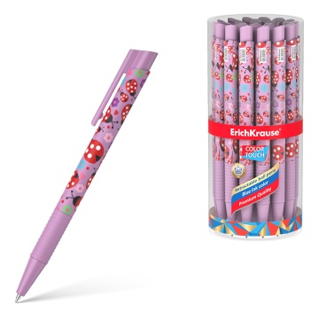 Ручка шариковая автоматическая ErichKrause с резиновым хватом Божья коровка 0.7, цвет чернил синий (