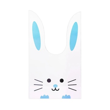 Мешок подар. ПВХ  с ушами 20*33см "Заяц" бело-голубой 50шт/уп