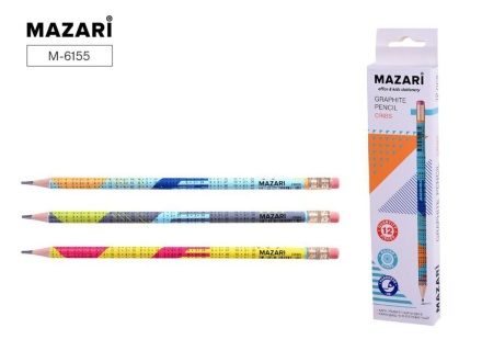 Карандаш чернографитный пластиковый CRIBS, НВ, с ластиком, корпус круглый, с ТАБЛИЦЕЙ УМНОЖЕНИЯ, картонная упаковка