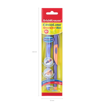 Набор из 2 ручек шариковых ErichKrause ErgoLine Kids Stick&Grip Neon 0.7, Super Glide Technology, ц