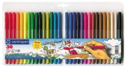 Фломастеры  30цв "Centropen", суперсмываемые, блистер