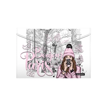 Набор из 4 папок-конвертов на кнопке пластиковых ErichKrause Мечтательницы, A4, ассорти