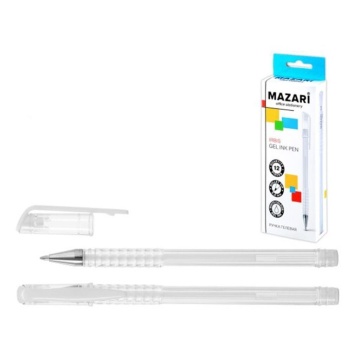 Ручка гелевая MAZARI IRBIS белая, пулевид.након. 0,8мм, стержень 130мм*
