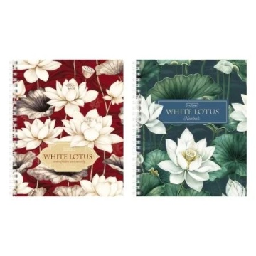 Тетрадь А5 80л кл. гребень Hatber "Белый лотос" тисн, 2 диз.в спайке
