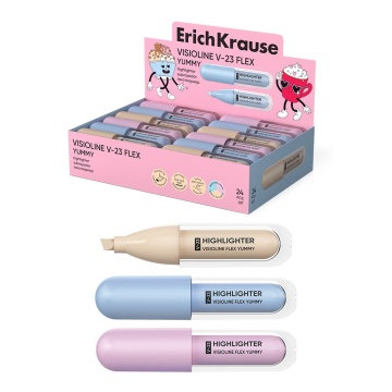 Текстовыделитель EK Visioline V-23 Flex Yummy 0,6 - 3,5мм,с гибким наконечником, ассорти