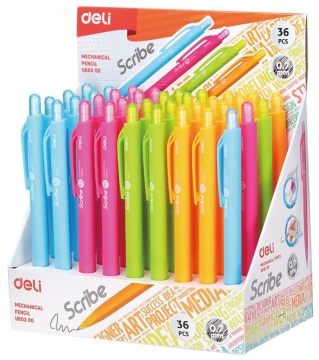 Карандаш механический 0,7мм DELI , ластик, корп пласт. корпус ассорти