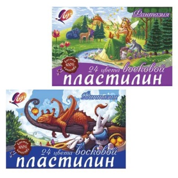 Пластилин 24цв 360гр. Фантазия, восковой, со стеком