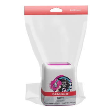 Подставка настольная пластиковая ErichKrause Forte, Top Blogger, белая с розовой неоновой вставкой