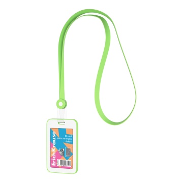 Бейдж вертикальный в комплекте с силиконовой лентой ErichKrause Neon книжка, размер вставки 54х85 мм