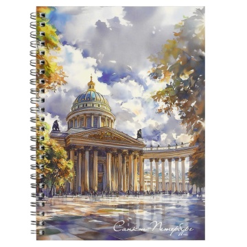 Блокнот А5  48л гребень "Собор" кл., мат.лам.