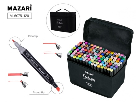 Набор маркеров для скетчинга 120цв. FANTASIA. двусторон., 3,0-6,2мм, текст. чехол