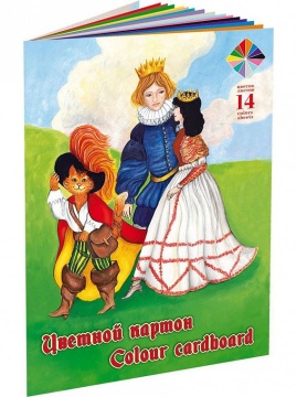 Картон цв. А4 14цв. 14л. мелов., двустор., пл. 210гр/м2 "Хитрец"