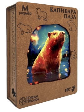 Пазлы деревянные 107 элементов 260*210мм  "Капибара"