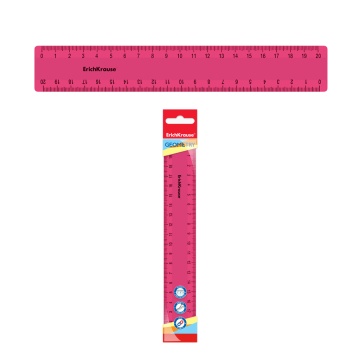 Линейка пластиковая ErichKrause Bubble Gum, 20см, розовая, во флоупаке