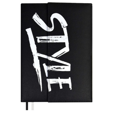 Ежедневник недат А5 кожзам., тв.пер., 160л. "Шеврет экстра черный" ляссе, магн.клапан