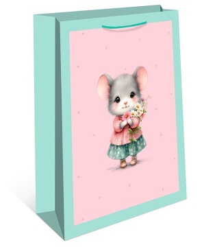 Пакет подар. бумажн. 33*42*10 см, 130гр/м2  Мышка