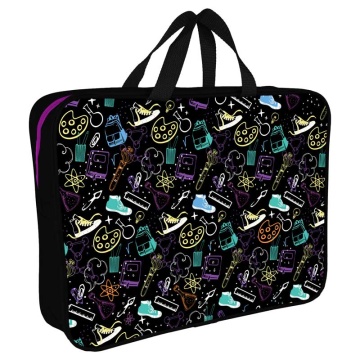 Папка А4 (360*270*80) с ручками, молния, ткань "Школьный паттерн "