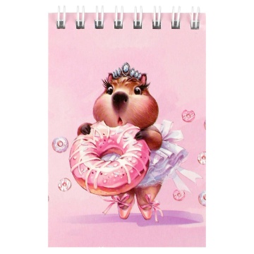 Блокнот А7  40л гребень "Капибара с пончиком" кл., УФ-лак