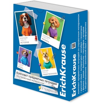 Комплект предметных тетрадей "DogTone" 12 шт в упаковке, 48л., кл./лин., справ. мат.