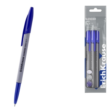 Набор из 4 ручек шариковых ErichKrause Slender Stick Grey 0.7, Super Glide Technology, цвет чернил
