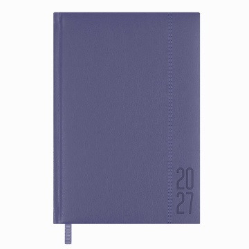 Ежедневник дат. 2027г А6+ 176л., кожзам, тв.пер. "Наппа Сиреневый" блинт.тисн., ляссе