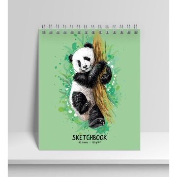 Скетчбук А6  40л., гребень, 120гр/м2, "Панда" тв.обложка