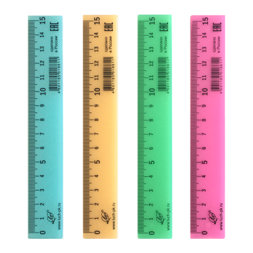 Линейка 15 см, непрозрачная, пастельная ассорти