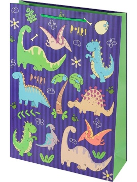 Пакет подар. бумажн. 32*44*10 см, 190 гр/м2 Дино Малыши