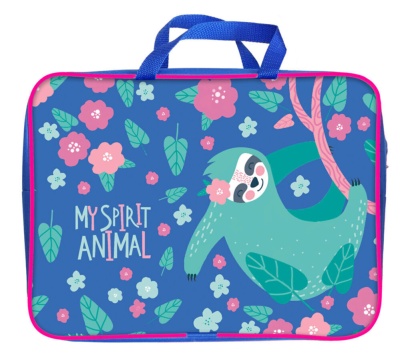 Папка А4 (360*270*80) с ручками, молния, ткань "Ленивцы"